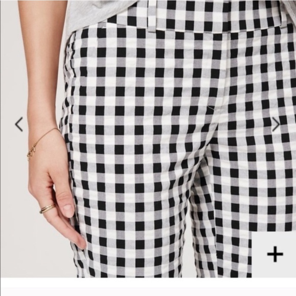 LOFT Black and White Gingham Pants